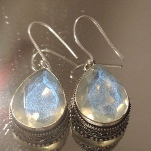 Created Milky Opal Earrings